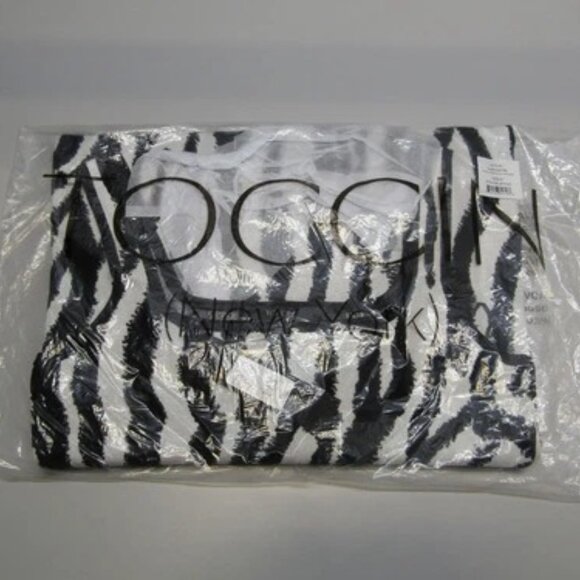 NEW TOCCIN  Midi Dress Black/White Size S Kendall Zebra Bodycon Square Neck - Picture 3 of 8